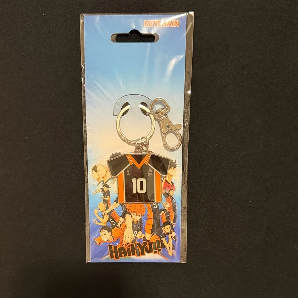 Haiku Black and Orange Volleyball Jersey Keychain with Number 10